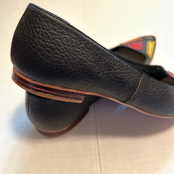 Vintage Buskens Black Leather Studded Geometric Shoes Pointed Toe Small - Picture 4 of 14